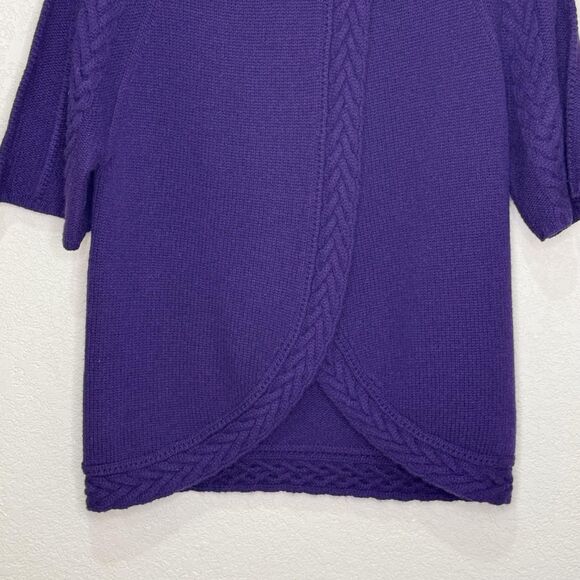 Neiman Marcus Cashmere Sweater Womens Small Purple Cable Knit Short Sleeve - Picture 4 of 7